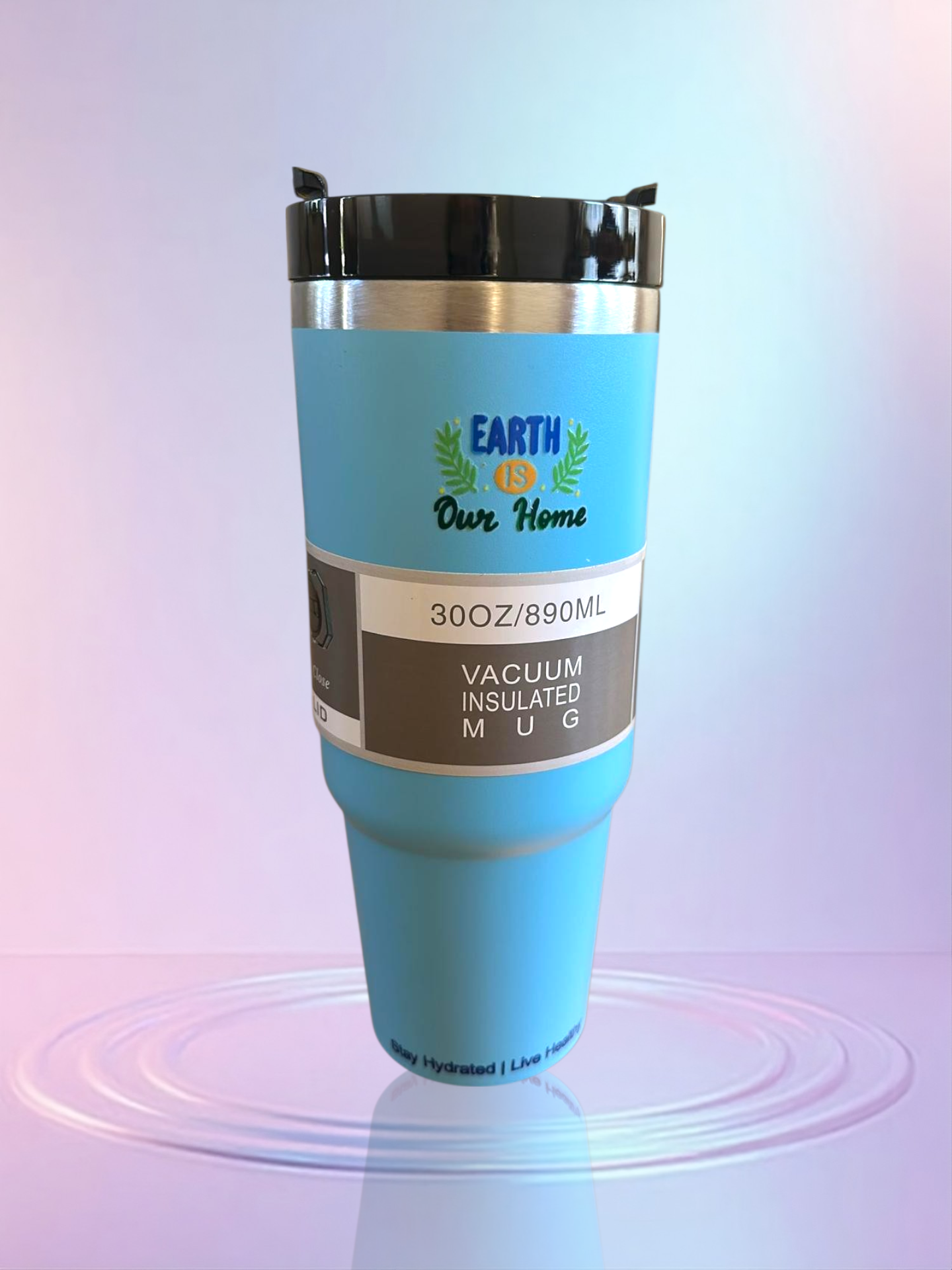 Light blue stainless steel reusable tumbler - 30OZ (890ML)