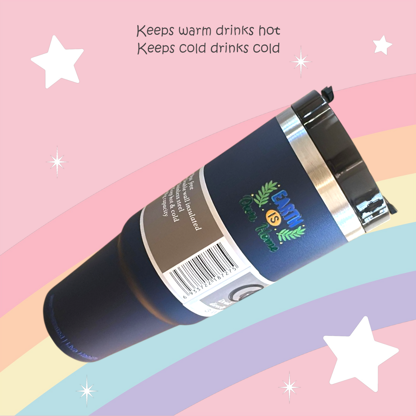 Navy blue stainless steel reusable tumbler - 30OZ (890ML)