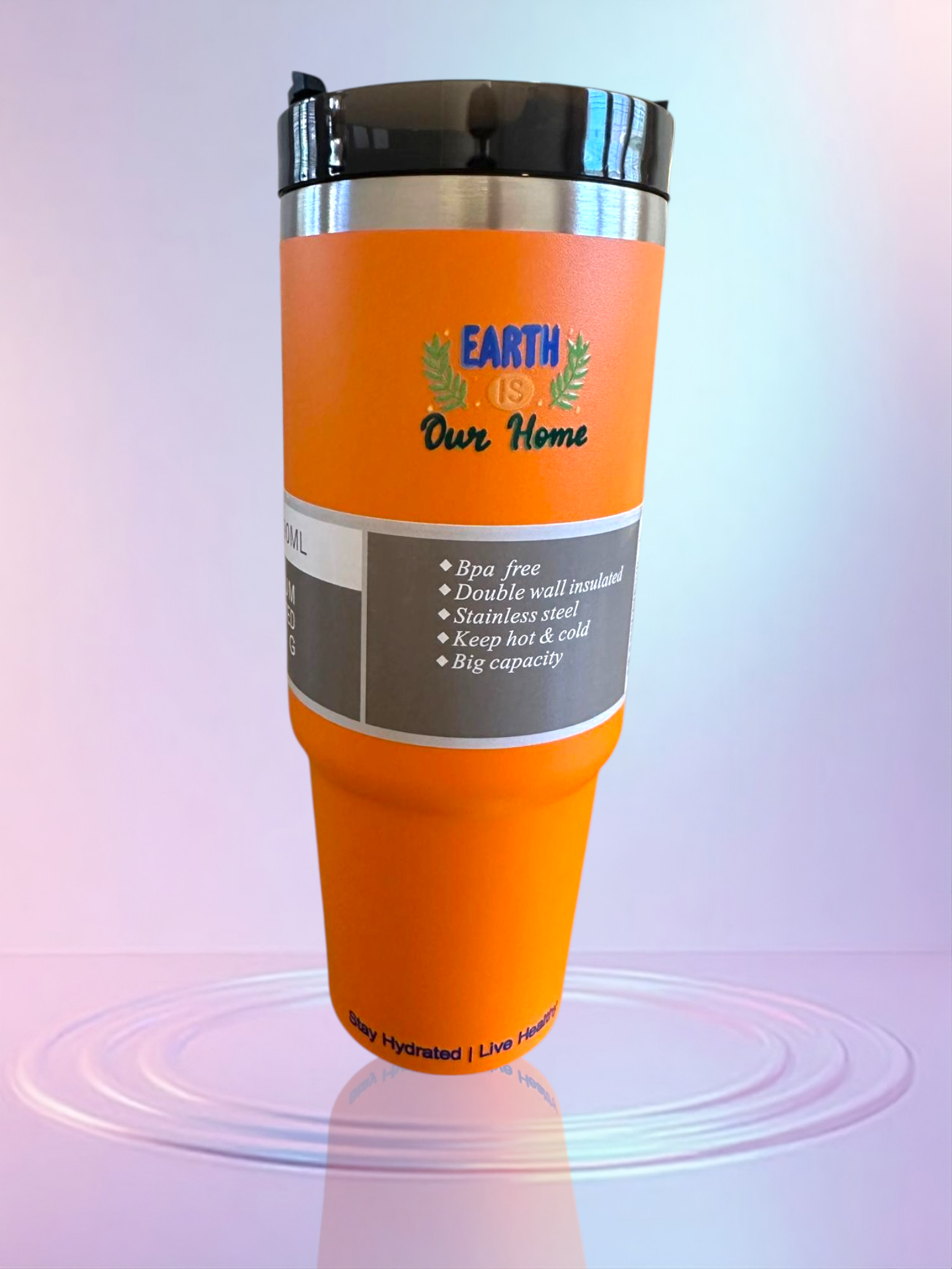 Orange stainless steel reusable tumbler - 30OZ (890ML)