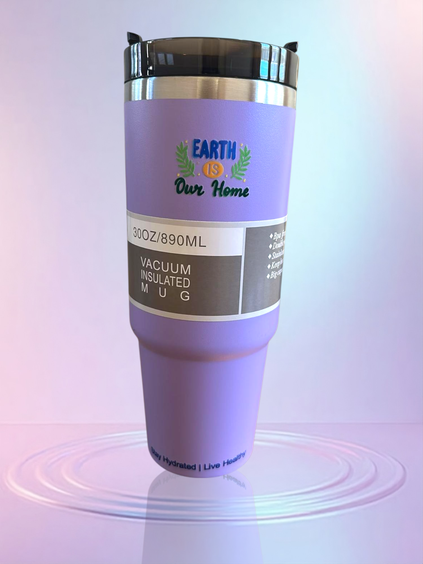 Purple stainless steel reusable tumbler - 30OZ (890ML)