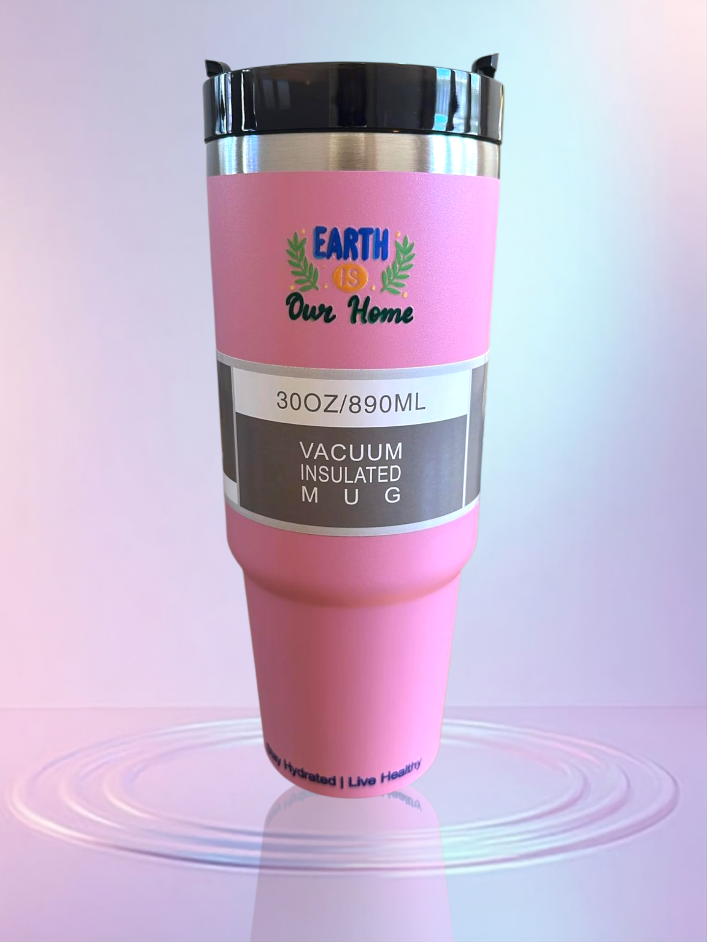 Pink stainless steel reusable tumbler - 30OZ (890ML)