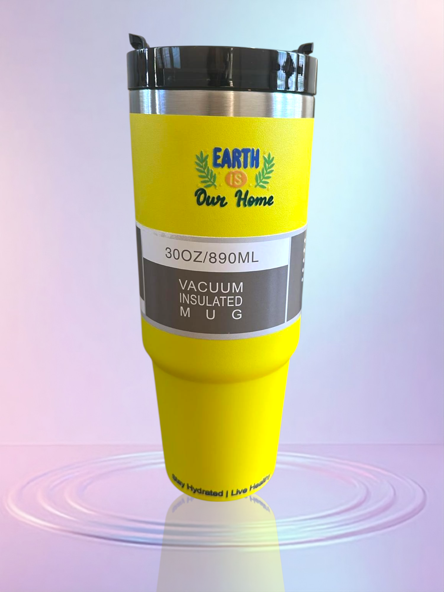 Yellow stainless steel reusable tumbler - 30OZ (890ML)