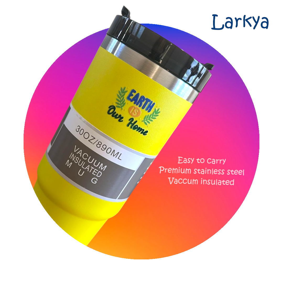 Yellow stainless steel reusable tumbler - 30OZ (890ML)