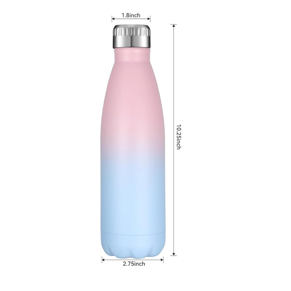 Pink blue classic stainless steel reusable 17OZ water bottle