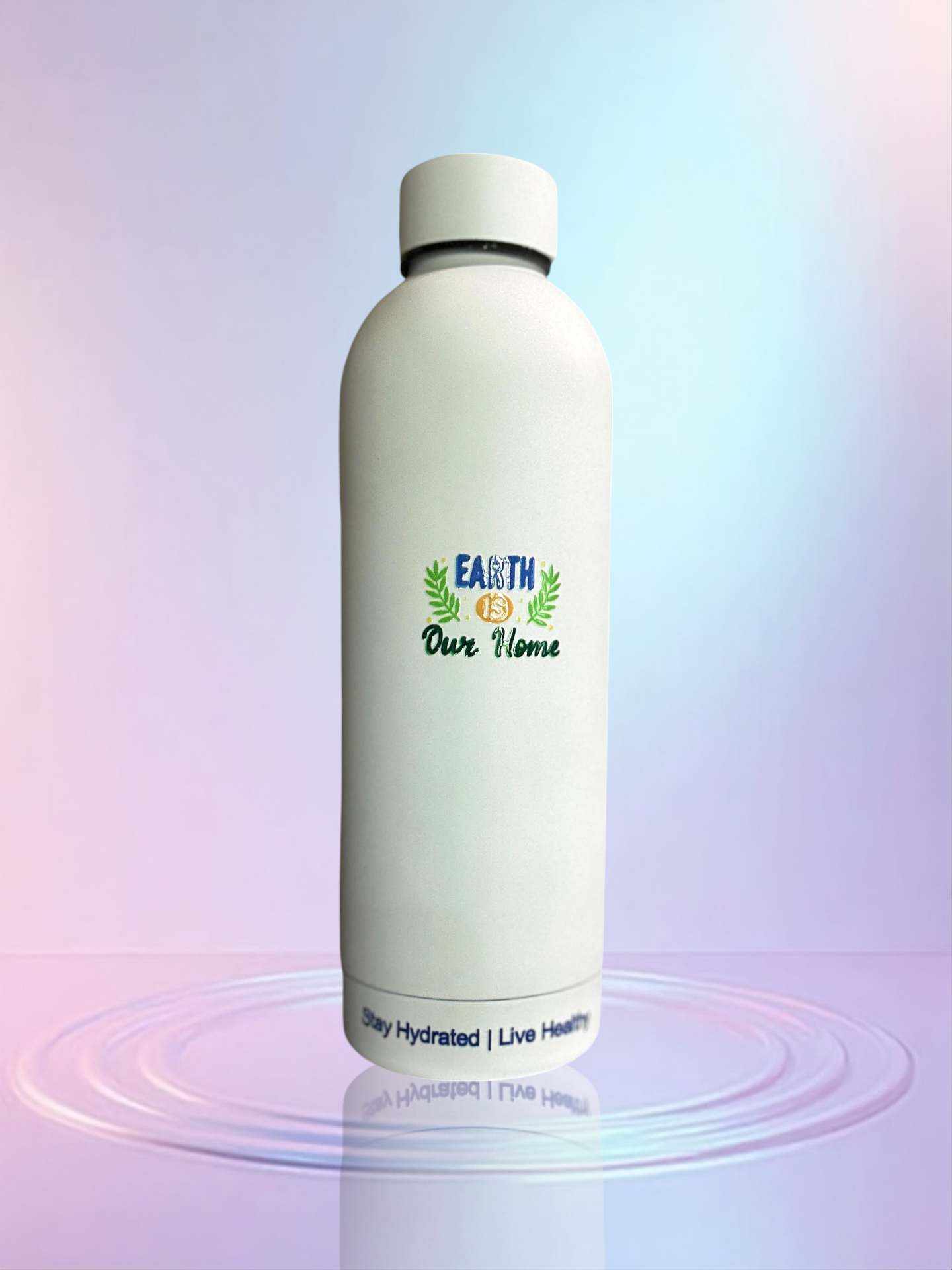 White standard stainless steel reusable 17OZ water bottle