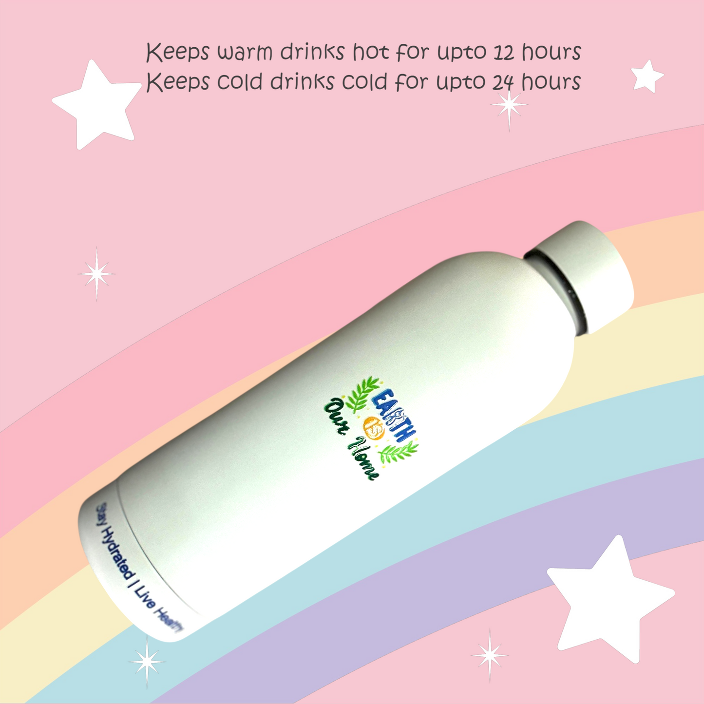 White standard stainless steel reusable 17OZ water bottle