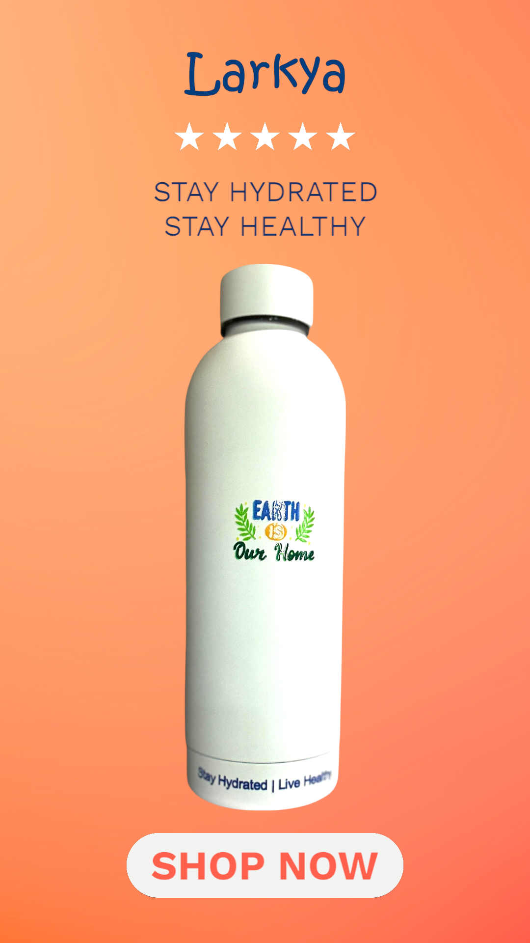 White standard stainless steel reusable 17OZ water bottle