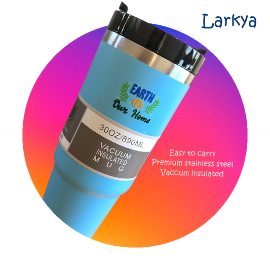 Light blue stainless steel reusable tumbler - 30OZ (890ML)