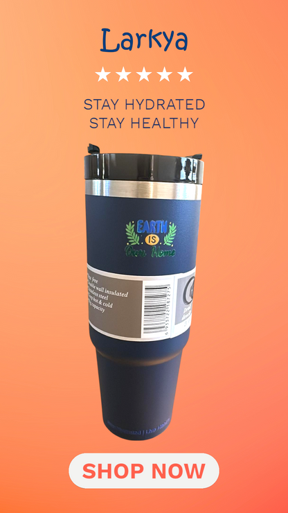 Navy blue stainless steel reusable tumbler - 30OZ (890ML)