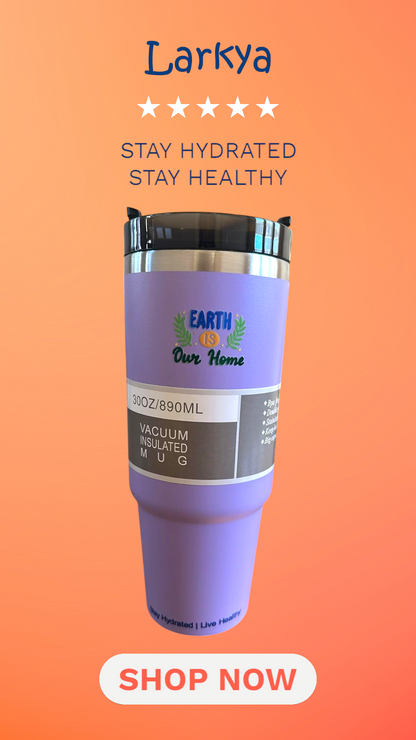 Purple stainless steel reusable tumbler - 30OZ (890ML)