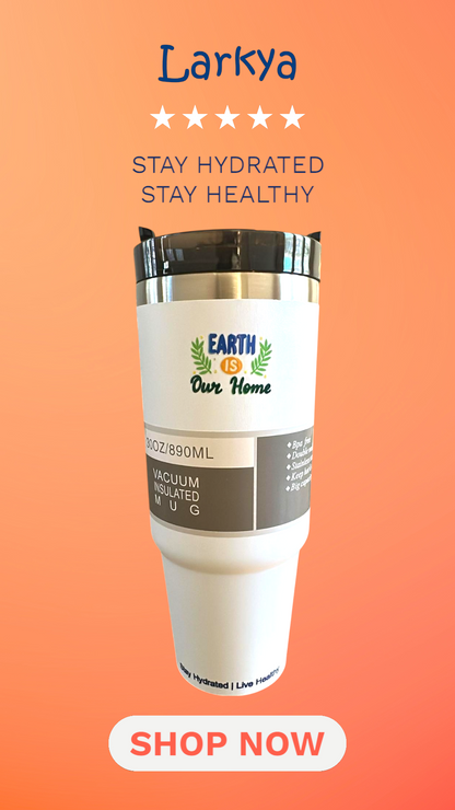 White stainless steel reusable tumbler - 30OZ (890ML)