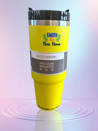 Yellow stainless steel reusable tumbler - 30OZ (890ML)