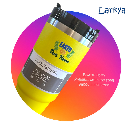 Yellow stainless steel reusable tumbler - 30OZ (890ML)